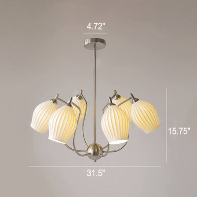 Vintage Minimalist Tulip Ceramic 4/6 Light Chandelier