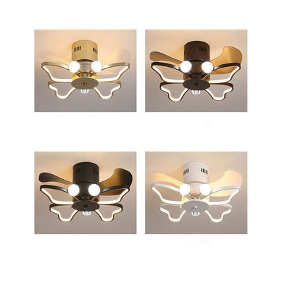 Nordic Creative Butterfly Shape LED Semi-Flush Mount Ceiling Fan Light