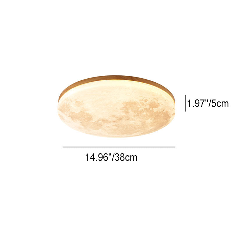 Modern Minimalist Moon Round Hardware PVC Acrylic LED Flush Mount Ceiling Light For Living Room