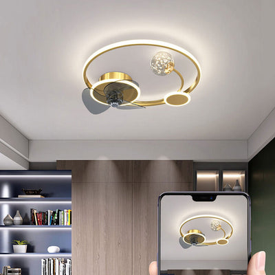 تصميم كرة دائرية إبداعية حديثة مروحة سقف بإضاءة LED 