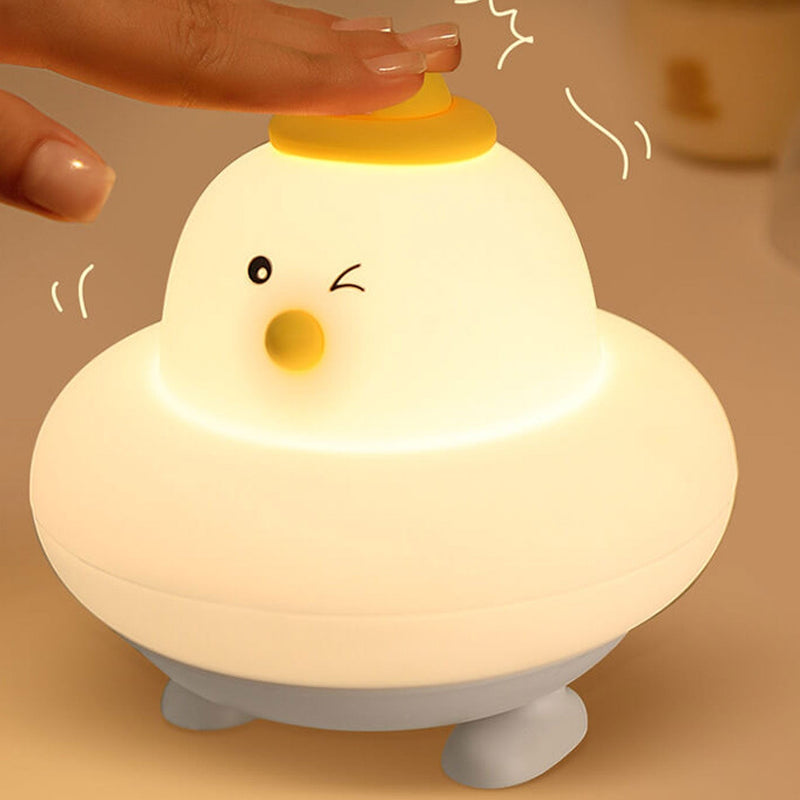 Lampe de table LED drôle en silicone Petit mignon poulet Pat veilleuse 