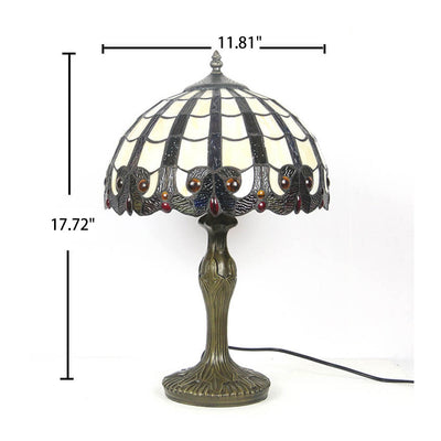 Vintage Tiffany Stained Glass Shade 1-Light Table Lamp