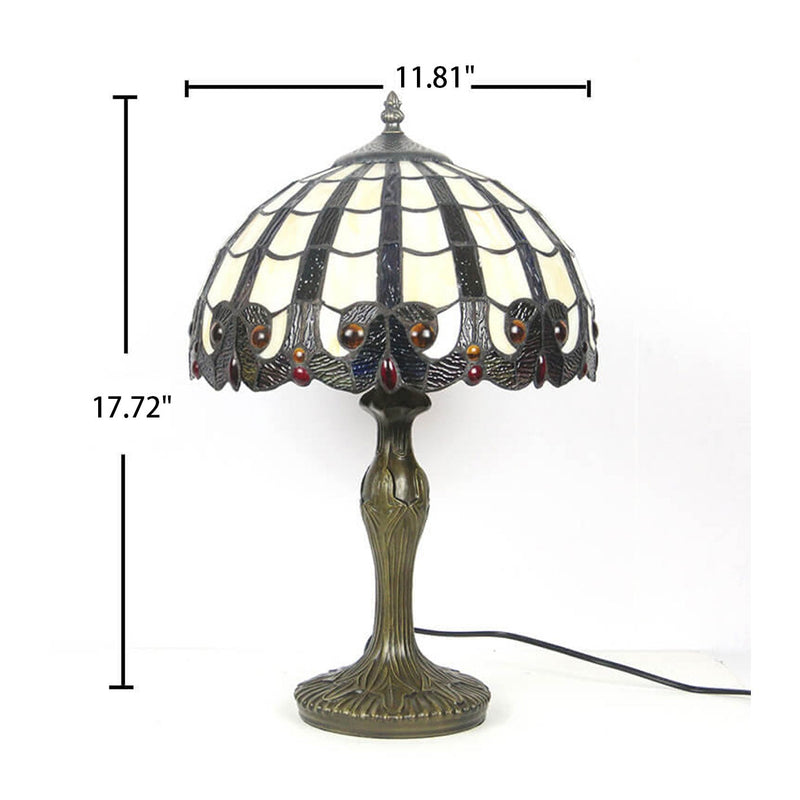 Vintage Tiffany Stained Glass Shade 1-Light Table Lamp