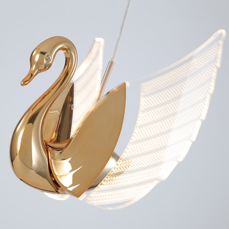 Moderna lámpara colgante de LED de acrílico con diseño de cisne creativo 