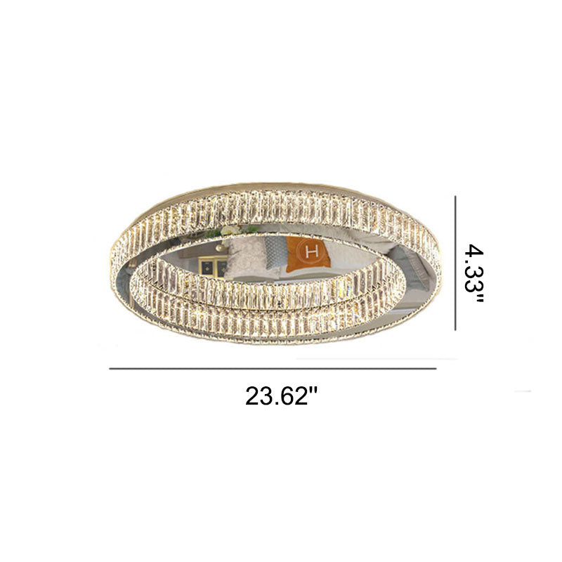 Modern Round Flush Mount Lighting Crystal LED Ceiling Light