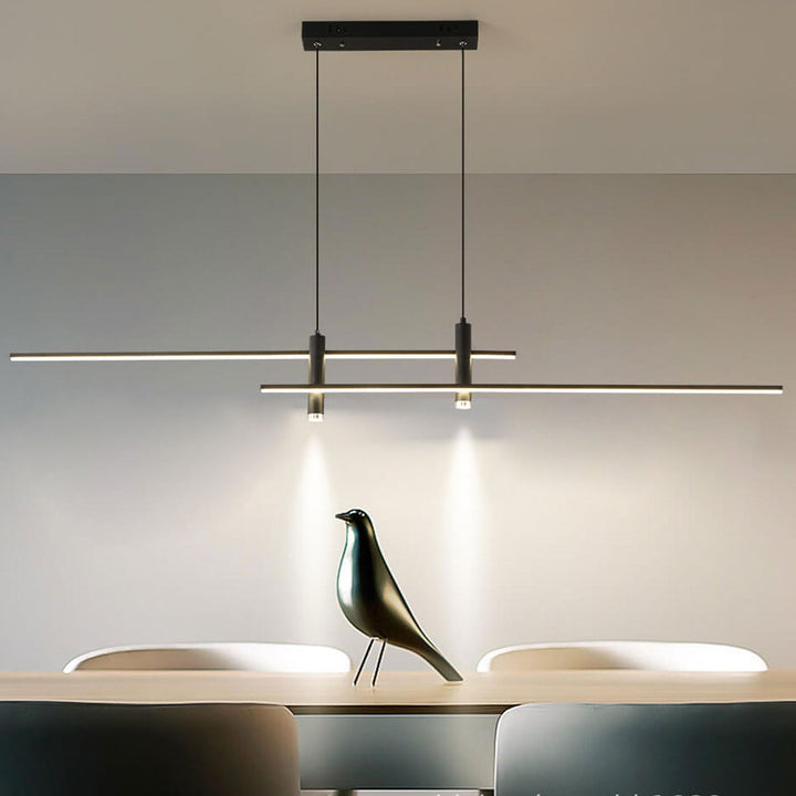 Lustre LED moderne à longue ligne avec projecteur pour îlot 