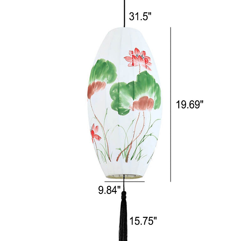 Lanterne ovale antique orientale faite à la main en tissu 1 lumière suspendue 