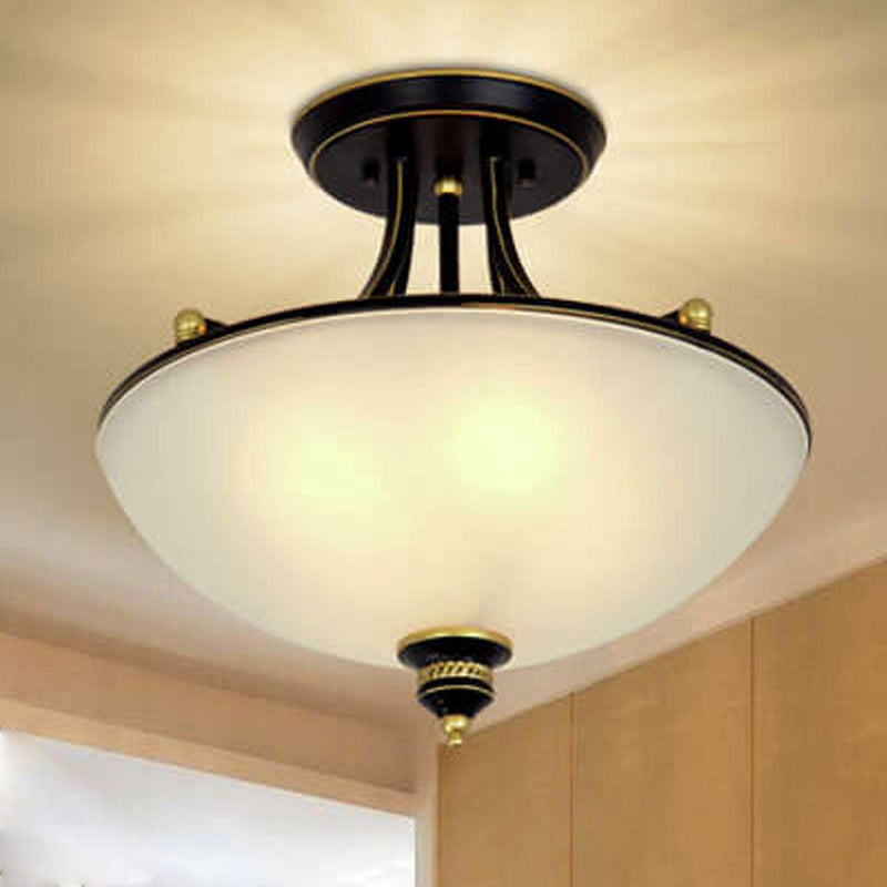 Vintage Luxury Glass Bowl Design 4-Light Semi-Flush Mount Ceiling Light