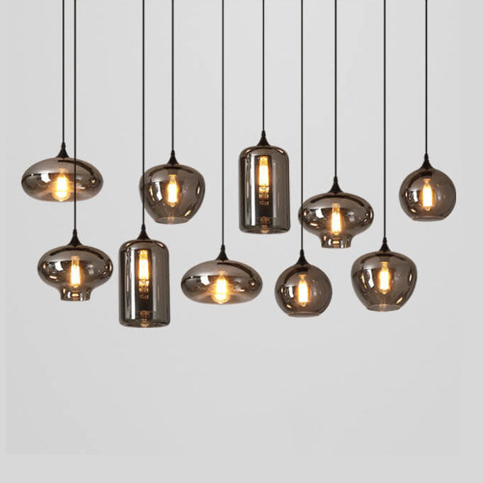 Modern Smoke Gray Glass 1-Light LED Pendant Light