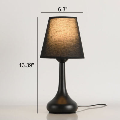 Nordic Vintage Pure Black White Iron Fabric 1-Light Table Lamp