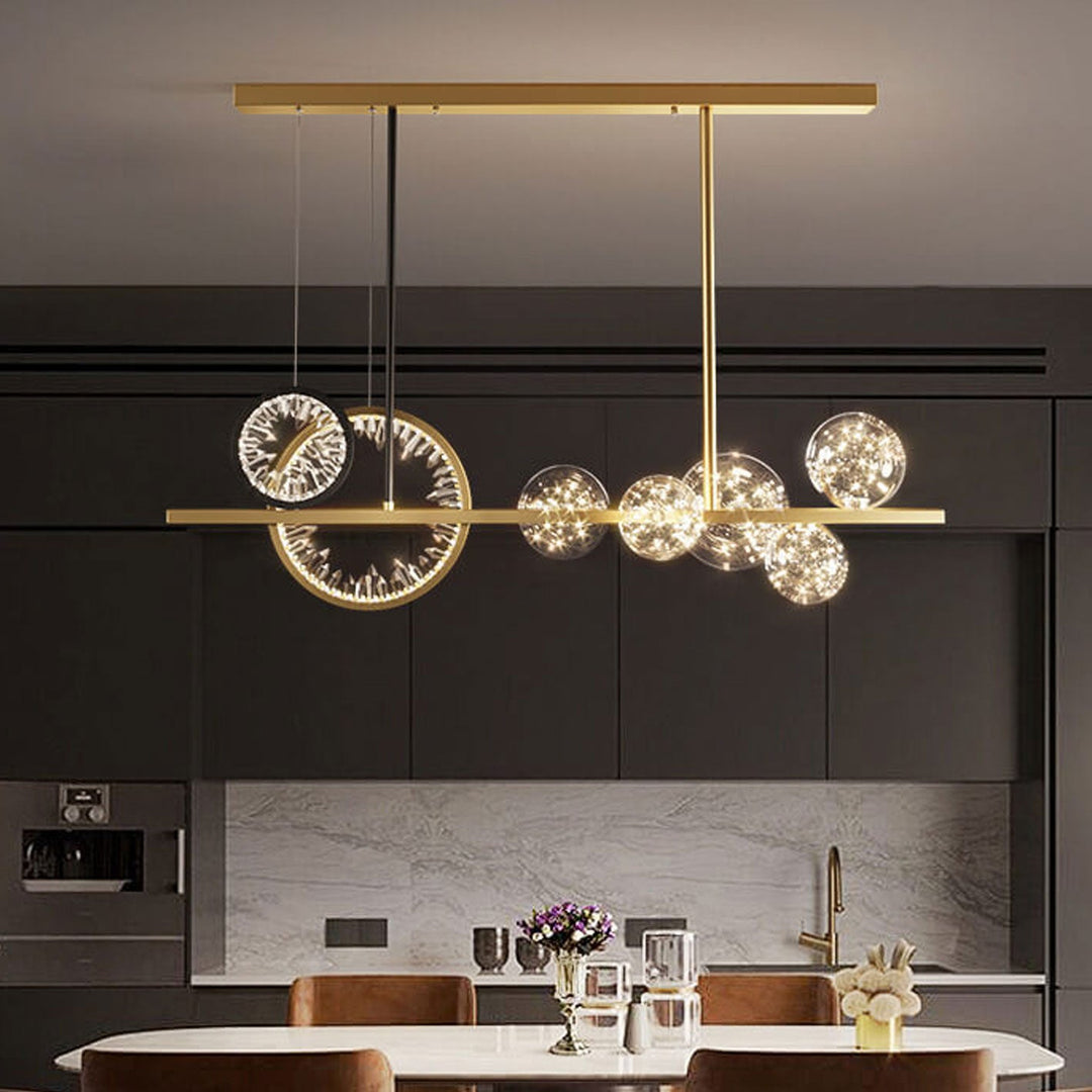 Lustre LED moderne en forme de cercle de cristal et de verre, luminaire de luxe, luminaire décoratif d&