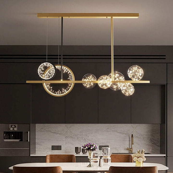 Lustre LED moderne en forme de cercle de cristal et de verre, luminaire de luxe, luminaire décoratif d&