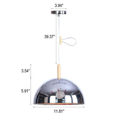 Nordic Simple Iron Dome Wood 1-Light Pendelleuchte