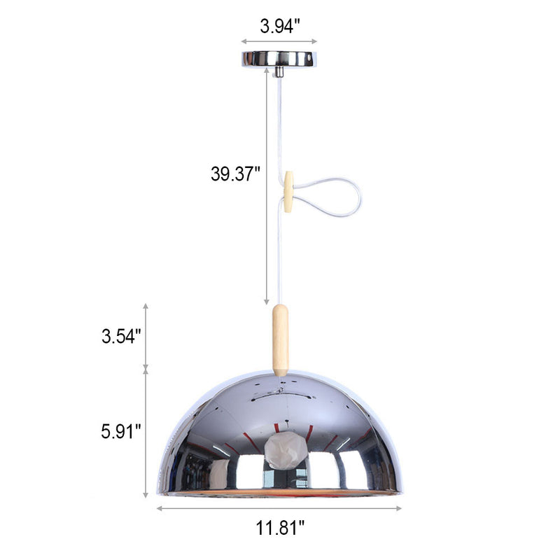 Nordic Simple Iron Dome Wood 1-Light Pendelleuchte