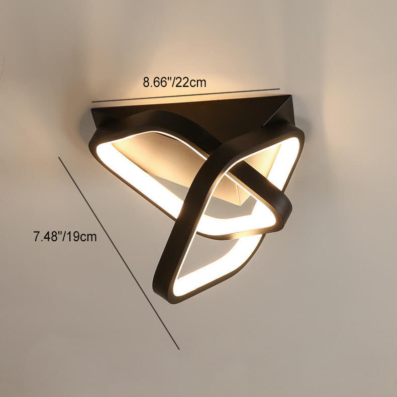 Luz de techo LED semiempotrada moderna de mediados de siglo con placa de triángulo de hierro y anillo de aluminio para sala de estar 