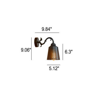 Industrial Vintage Iron Bell Tree Branch Arm 1-Light Wall Sconce