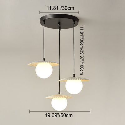 Nordic Minimalist Disc Glass Orb 1/3 Light Island Light Chandelier