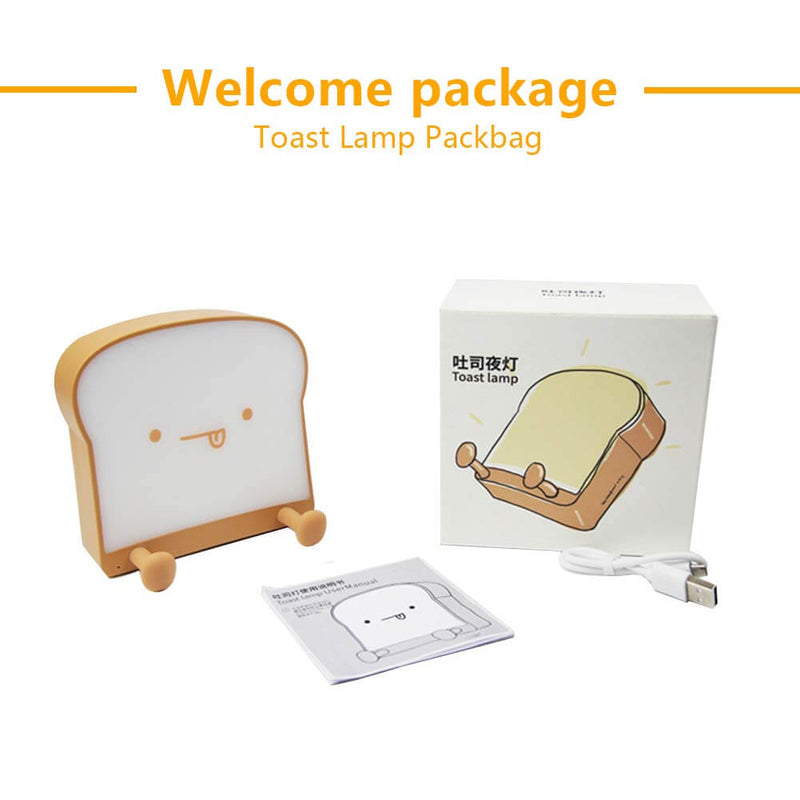 Cute Toast Bread Night Light USB Pat  Timer Bedside Bed Lamp