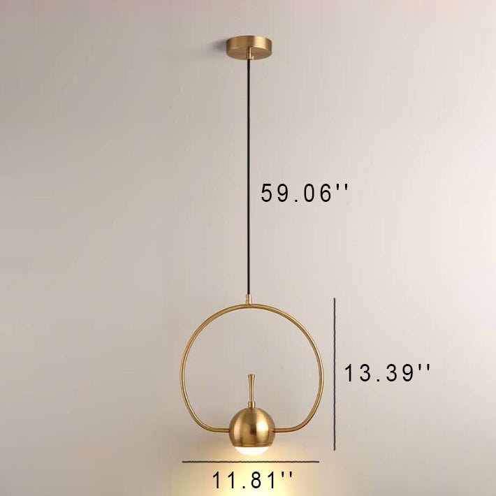 Anillo de hierro dorado creativo nórdico 1-Luz LED colgante 