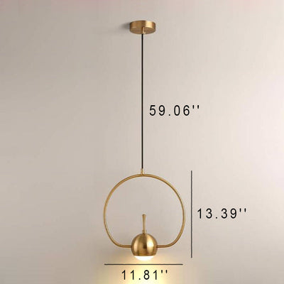 Nordic Creative Golden Iron Ring 1-Light LED Pendant Light