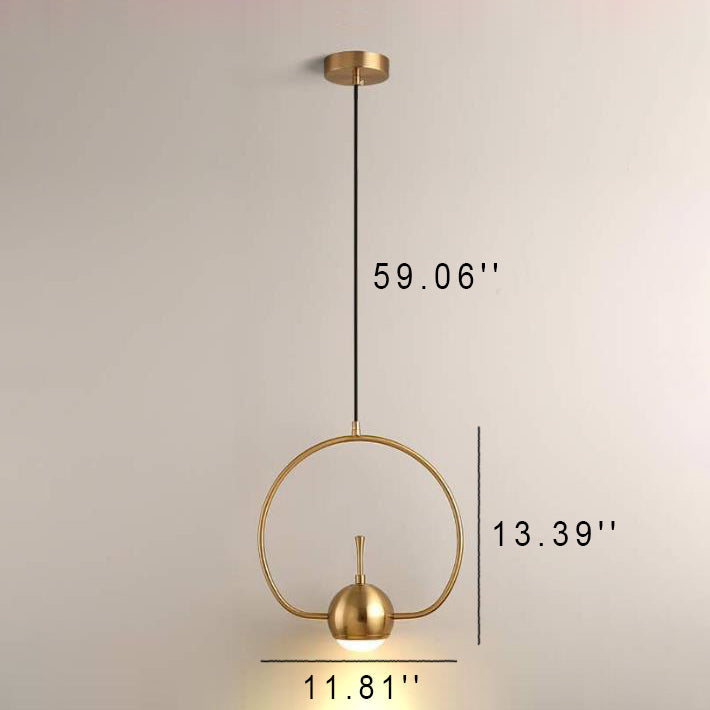 Nordic Creative Golden Iron Ring 1-Light LED Pendant Light