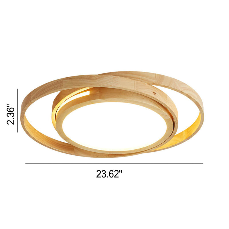 Plafonnier LED Minimaliste en Bois en Forme d&