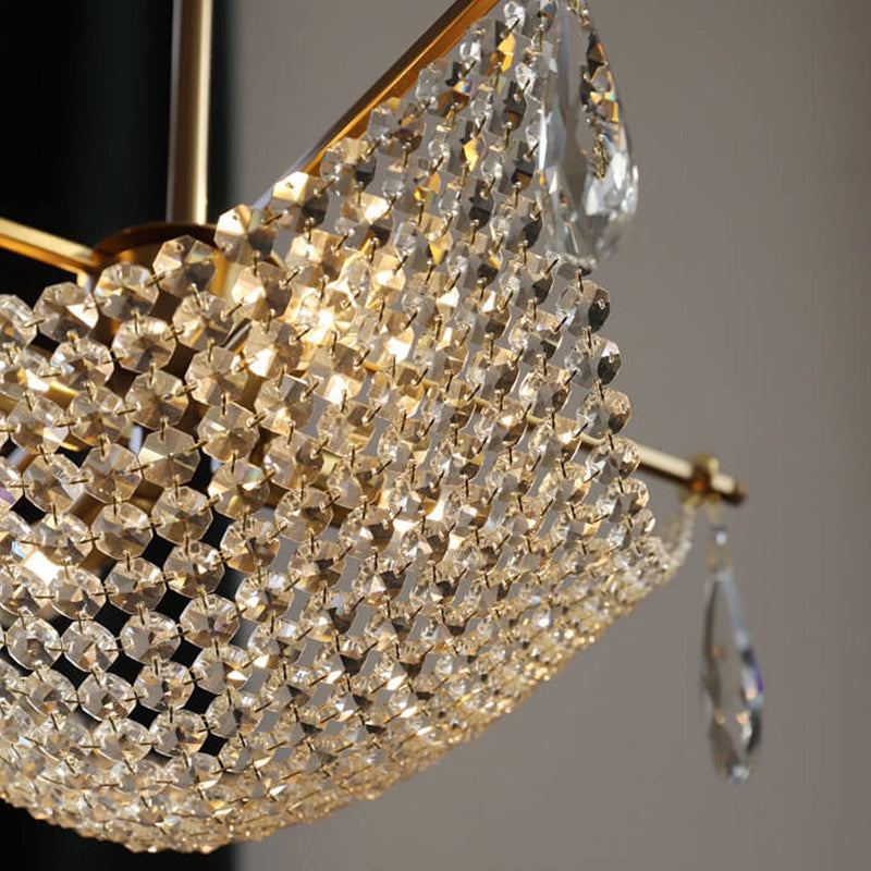 Modern Luxury Crystal Netting 4-Light Art Chandelier