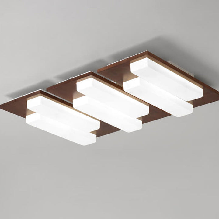 Plafonnier LED rectangulaire en acrylique, créatif et nordique, en noyer, à encastrer 