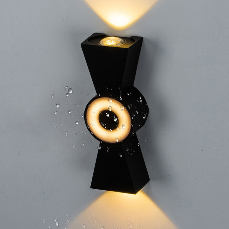 Nœud papillon créatif extérieur avec éclairage vers le haut et vers le bas, lampe murale étanche à LED pour patio 