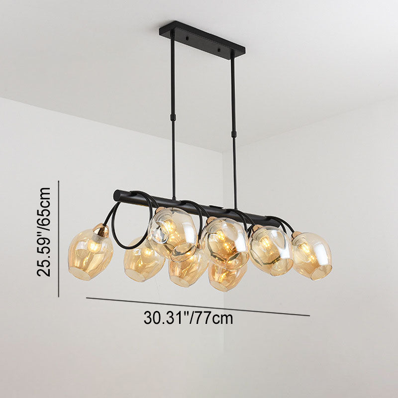 Nordic Light Luxury Gradient Glass Linear  6/8/10 Light Island Light Chandelier