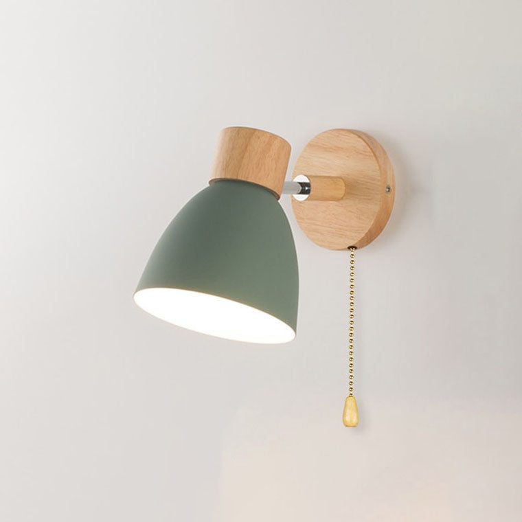 Modern Minimalist Solid Color Macaron Iron Wood 1-Light Wall Sconce Lamp