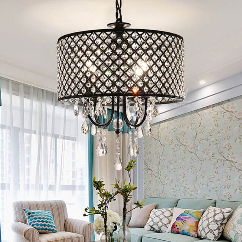 Modern Luxury Crystal Branch Round 4-Light Chandelier