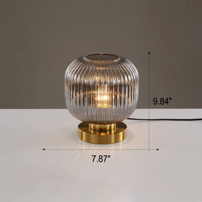 Nordic Striped Glass Oval Design 1-Light Table Lamp