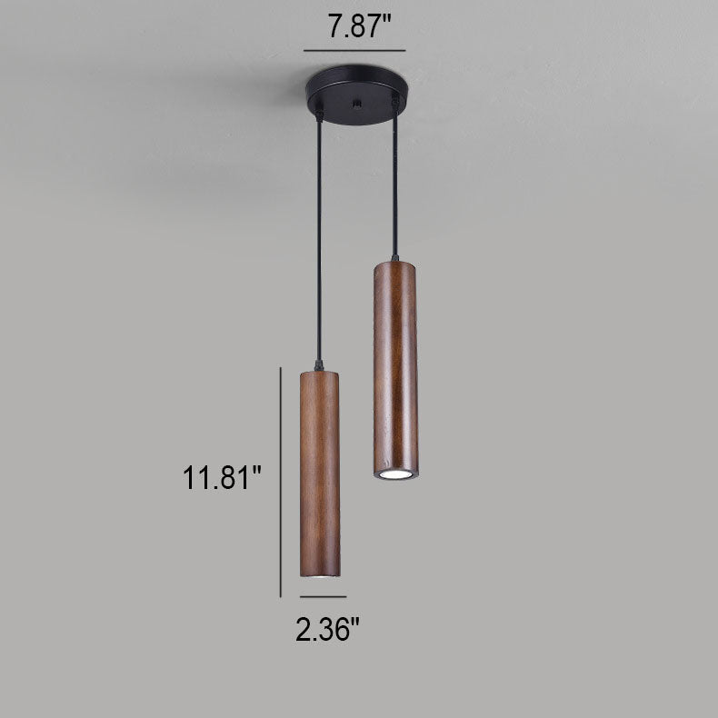 Modern Minimalist Wood Cylinder LED Pendant Light