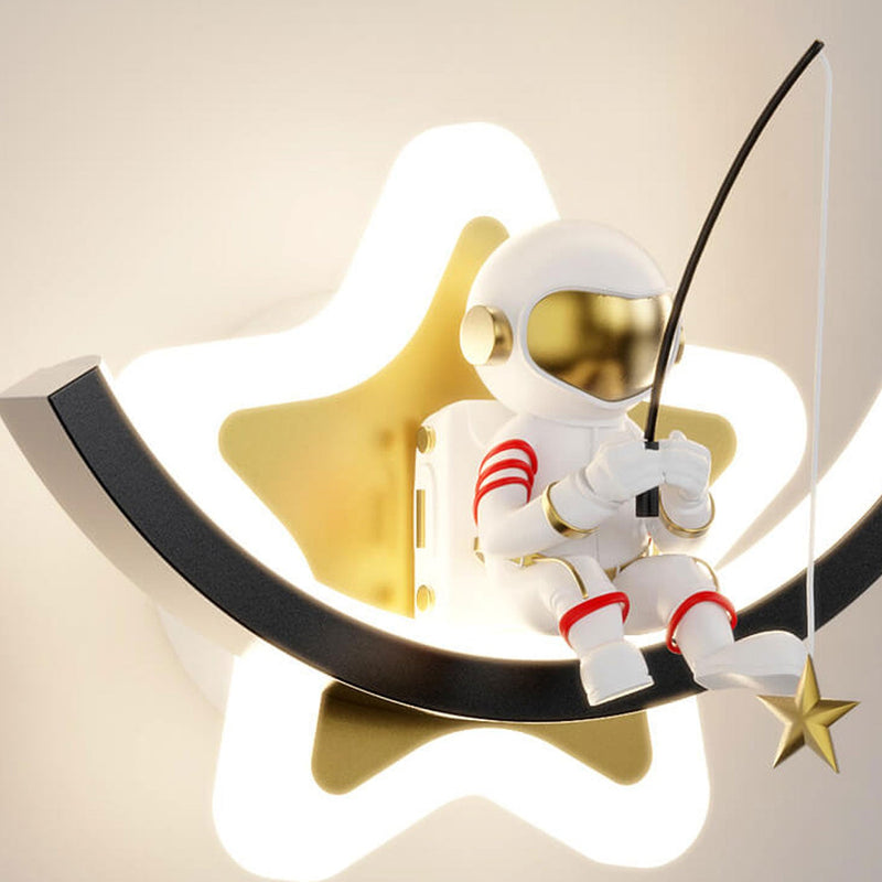 Moderne kreative Astronauten-Pentagramm-Kinder-LED-Wandleuchte