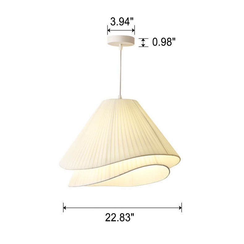 French Minimalist Cream Fabric Grass Skirt  3-Light Chandelier