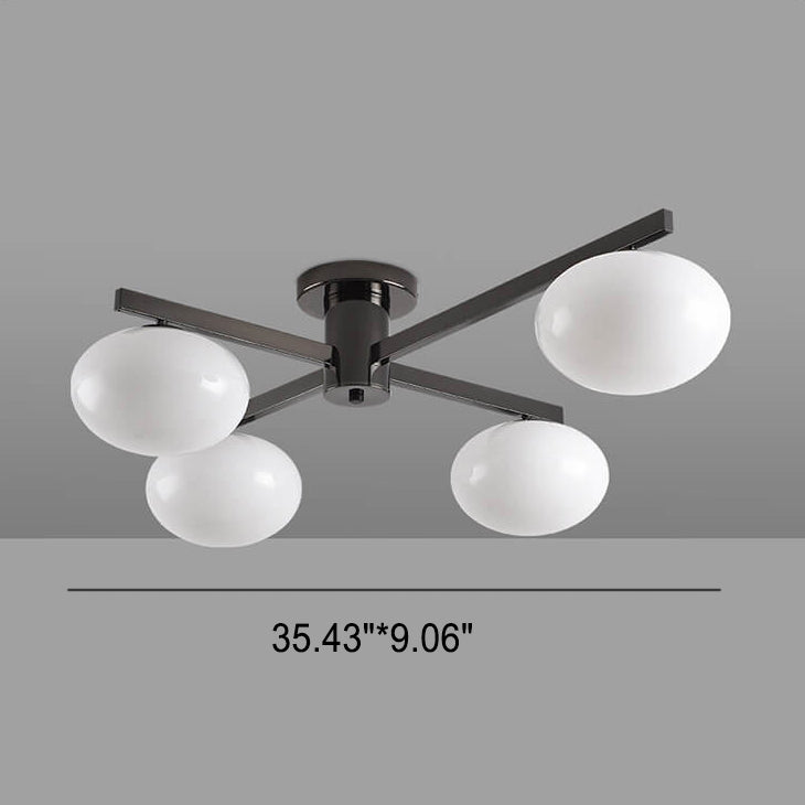 Nordic Light Luxury Glass Ball Iron Bracket 3/4/5 Light Semi- Flush Mount Ceiling Light