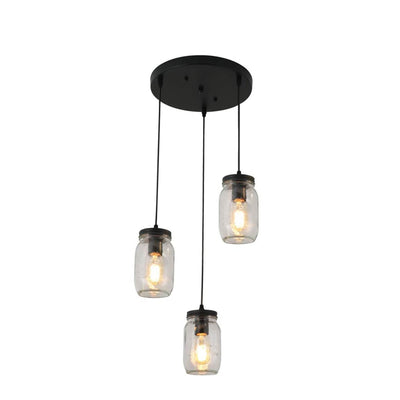 Industrial Vintage Rustic Glass Jar Design 1/3/8 - Light Chandelier