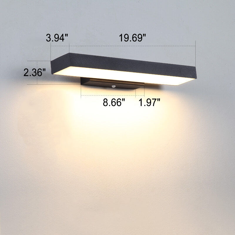 Moderne minimalistische rechteckige flache LED-Sensor-wasserdichte Wandleuchte für den Außenbereich 