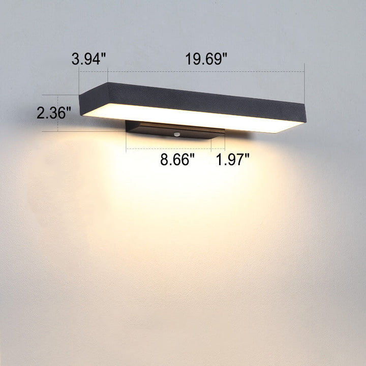 Moderne minimalistische rechteckige flache LED-Sensor-wasserdichte Wandleuchte für den Außenbereich 