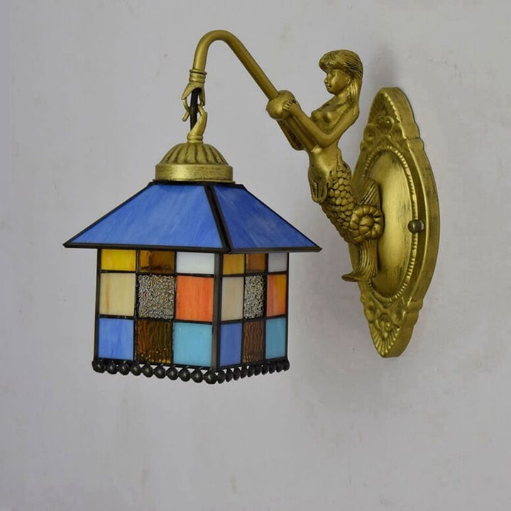 Applique Murale Vintage Tiffany en Verre Coloré Décor Beauté 1 Lumière 