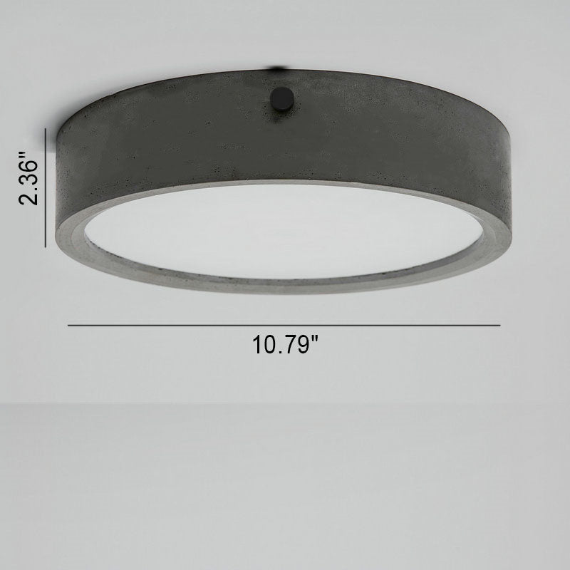 Industrial Simple Round Cement LED Flush Mount Ceiling Light