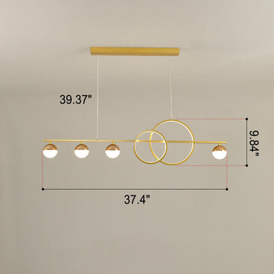 Modern Luxury Long Strip Round Globe Design LED Island Light Chandelier