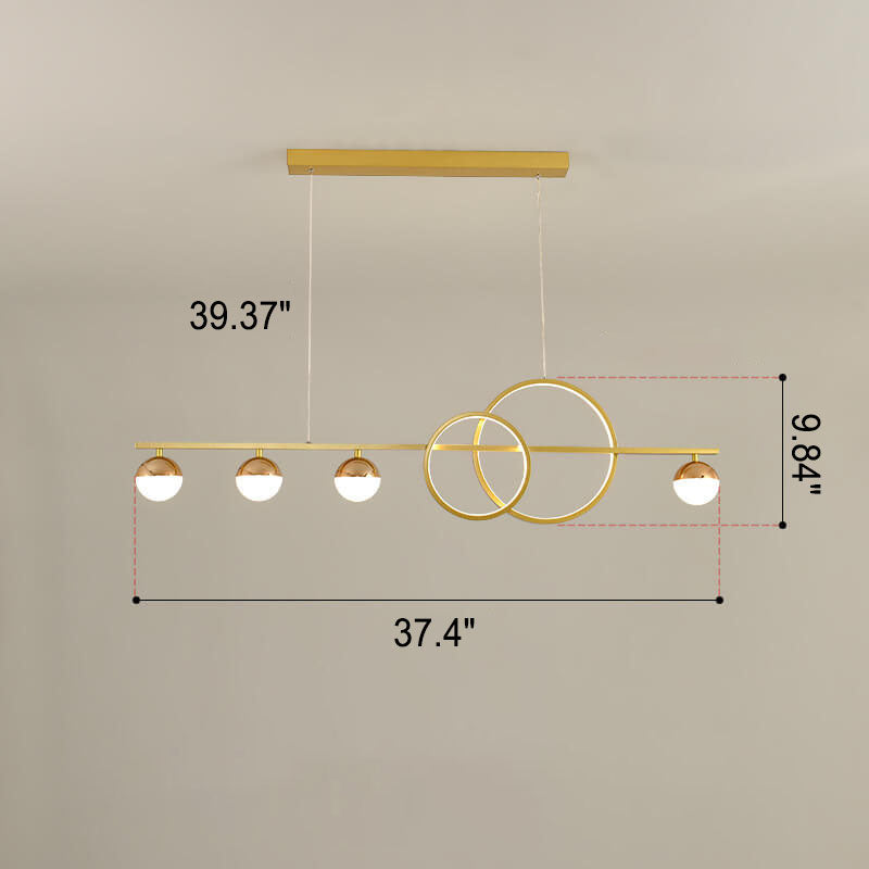 Modern Luxury Long Strip Round Globe Design LED Island Light Chandelier