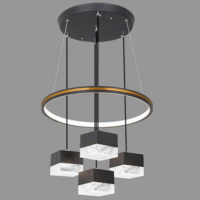 Modern Minimalist Wrought Iron Aluminum Square LED Chandelier