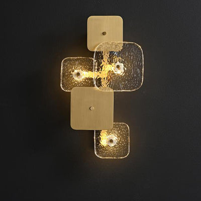 مصباح حائط LED مربع من الزجاج والنحاس في تصميم فن ما بعد الحداثة 