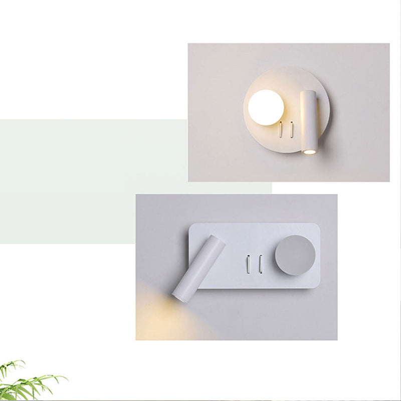 Nordic Minimalist Round/Square Acrylic Iron LED Reading Wall Sconce Lamp