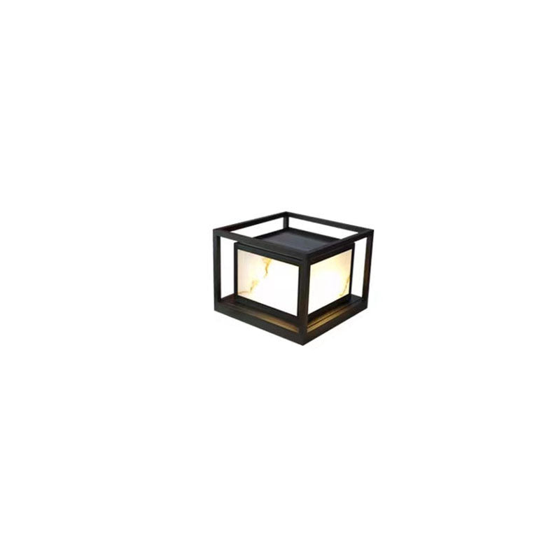 Modern Solar Square Chinese Outdoor Column Head Light LED Lawn Landscape Light