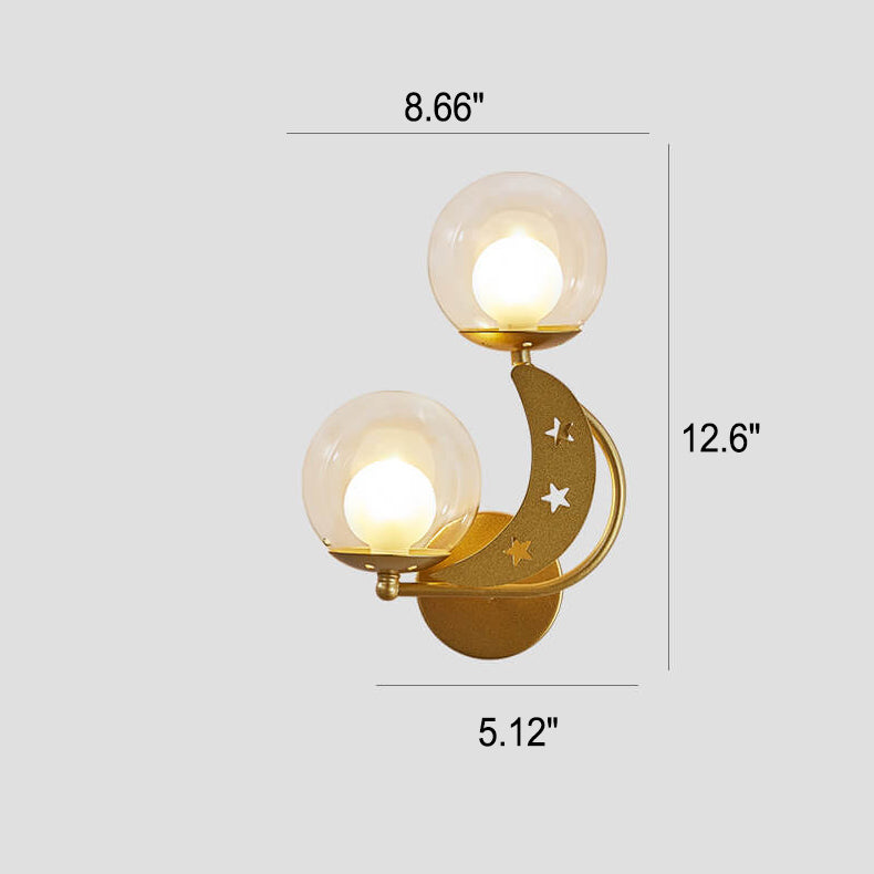 Nordischer kreativer Glaskugel-Lampenschirm-Mond-Stern-Dekorationsentwurf 2-Licht-Wandleuchte-Lampe 