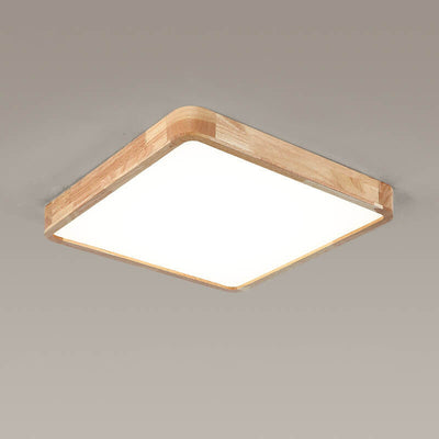 Modern Minimalist Solid Wood Round Square Tatami LED Flush Mount Ceiling Light